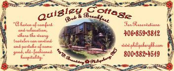 October 2005 Quigley Cottage Bed & Breakfast
									<br>
									Page xx
									  ♦  
									4⅞"W x 2"H<br>
									30# Newsprint