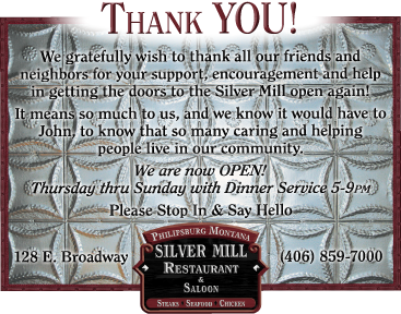 May 2012 Silver Mill Restaurant & Saloon
									<br>
									Page xx
									  ♦  
									5 1⁄10"W x 4"H<br>
									30# Newsprint